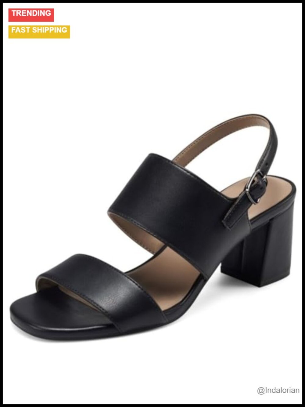 Slingback Block Heel Sandals Faux Leather Cushioned Business Casual
